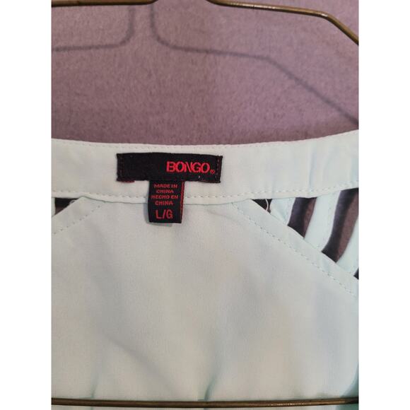 BONGO Mint Green Blouse Top L Shoulder Cut Out Front Zip Pullover EUC - Picture 8 of 8